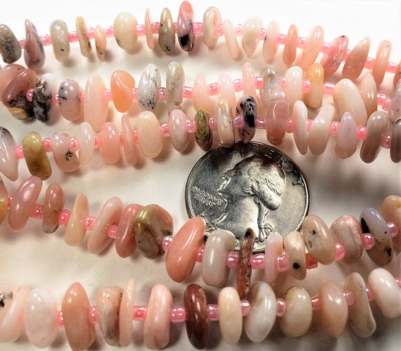 13x9mm Pink Opal Chips Gemstone Beads 8-Inch Strand