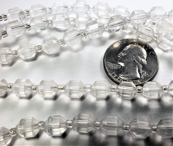 8mm Crystal Quartz Faceted Satellite Gemstone Beads 8-Inch Strand