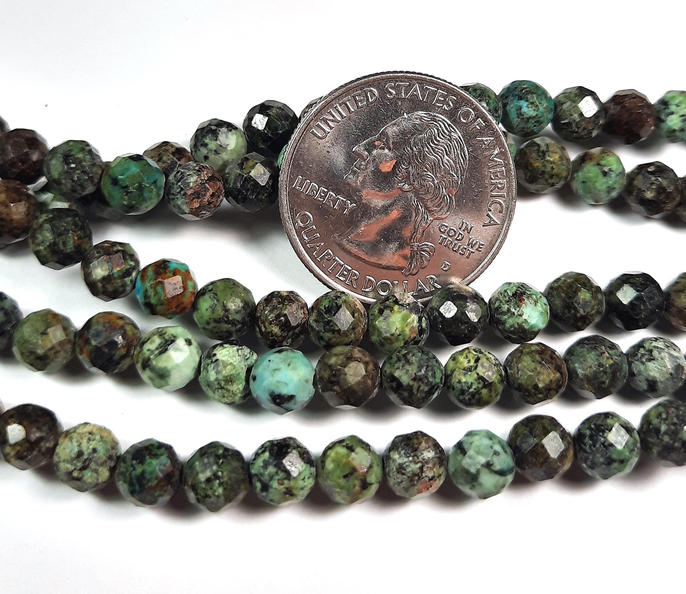 6mm African Turquoise Faceted Round Gemstone Beads 8-Inch Strand