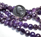 8mm Amethyst Faceted Coin Gemstone Beads 8-Inch Strand