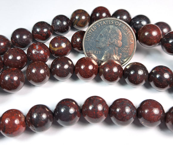 10mm Brecciated Jasper Round Gemstone Beads 8-Inch Strand