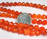 8mm Carnelian Faceted Round Gemstone Beads 8-Inch Strand