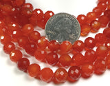 8mm Carnelian Faceted Round Gemstone Beads 8-Inch Strand