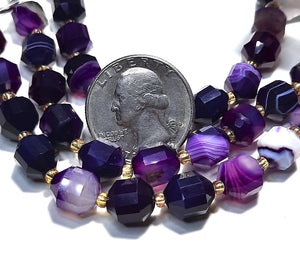 10mm Purple Sardonyx Faceted Lantern Gemstone Beads 8-Inch Strand