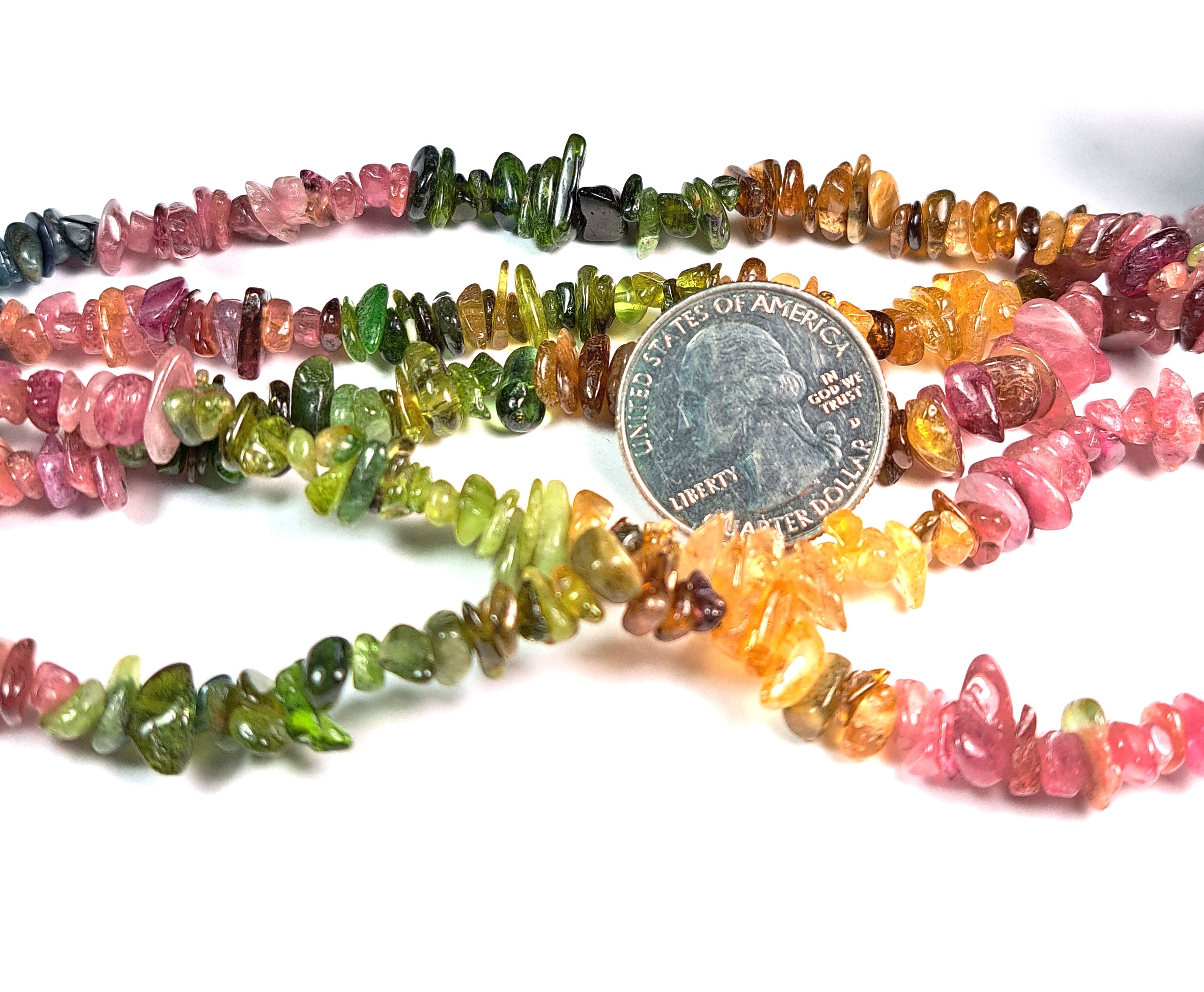 8x5mm Tourmaline Grade A Chip Gemstone Beads 8-Inch Strand