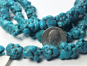 15-20mm Green Turquoise Howlite Nugget Gemstone Beads 8-inch Strand