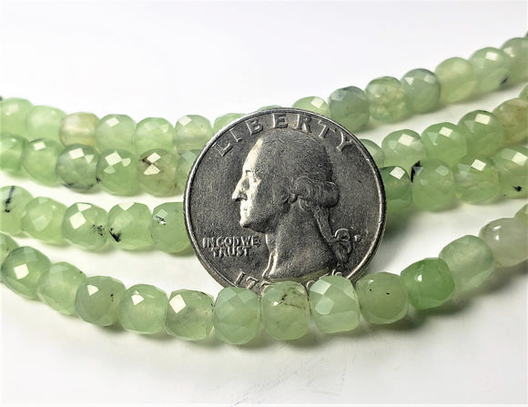 5mm Prehnite Faceted Square Gemstone Beads 8-inch Strand
