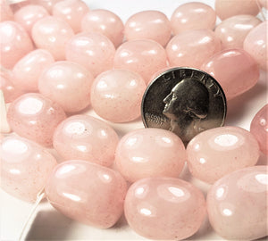 16x12mm Rose Quartz Rounded Nugget Gemstone Beads 8-inch Strand
