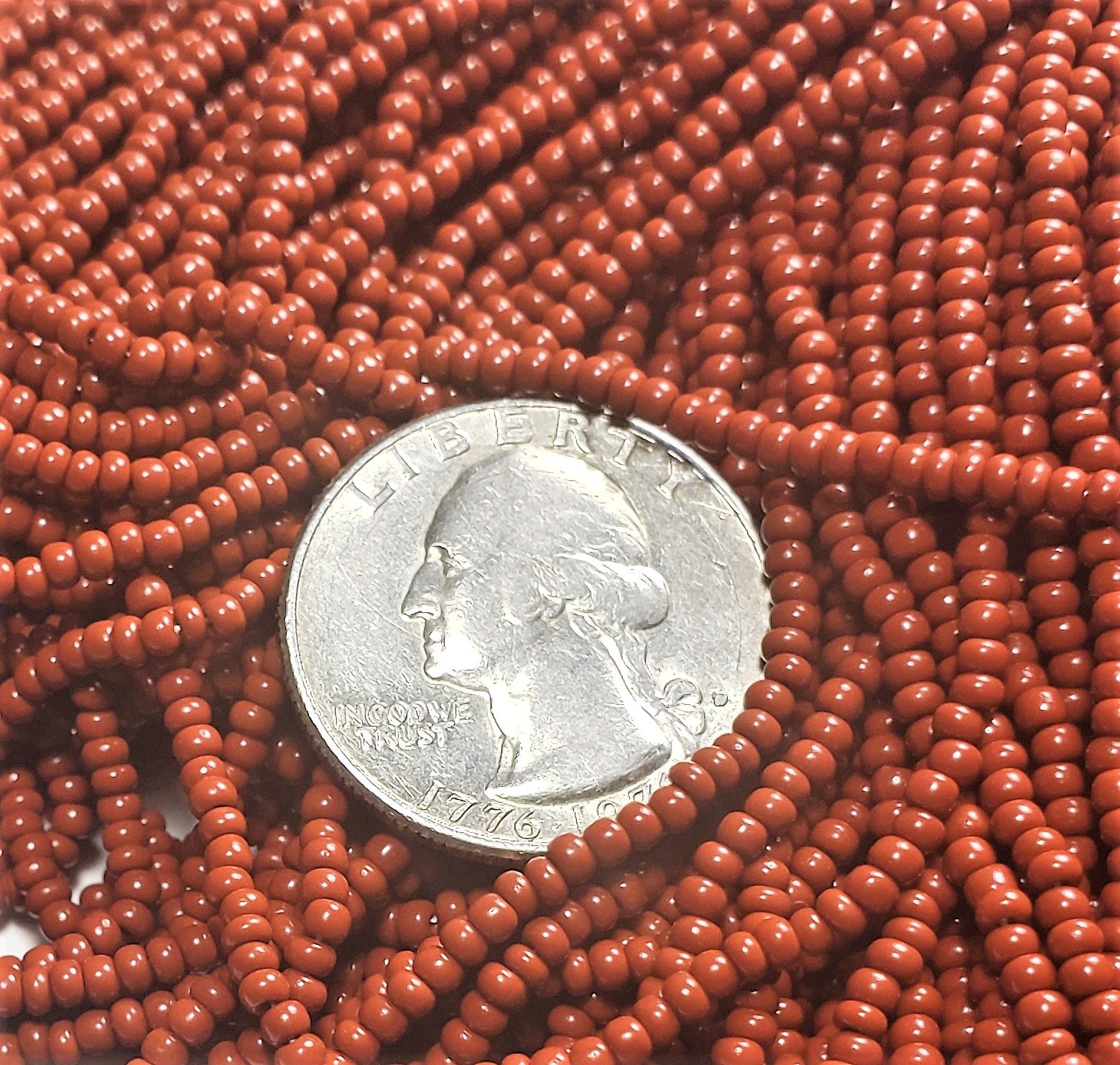 10/0 Brown Opaque Strung Czech Seed Beads Full Hank