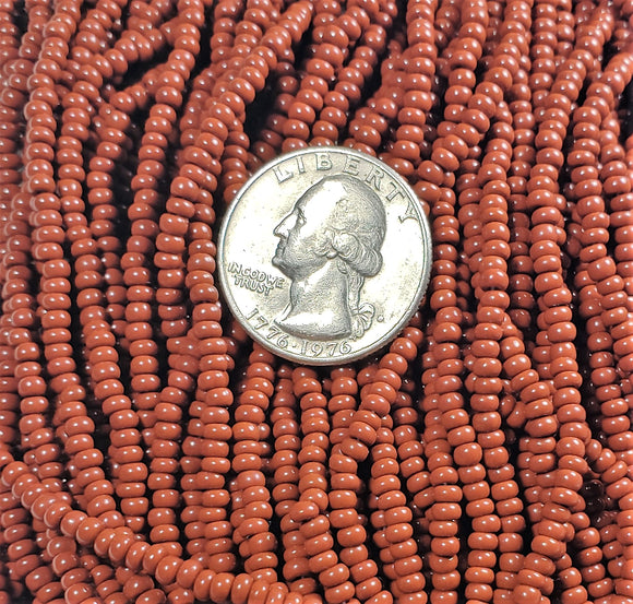 8/0 Brown Opaque Strung Czech Seed Beads Half Hank