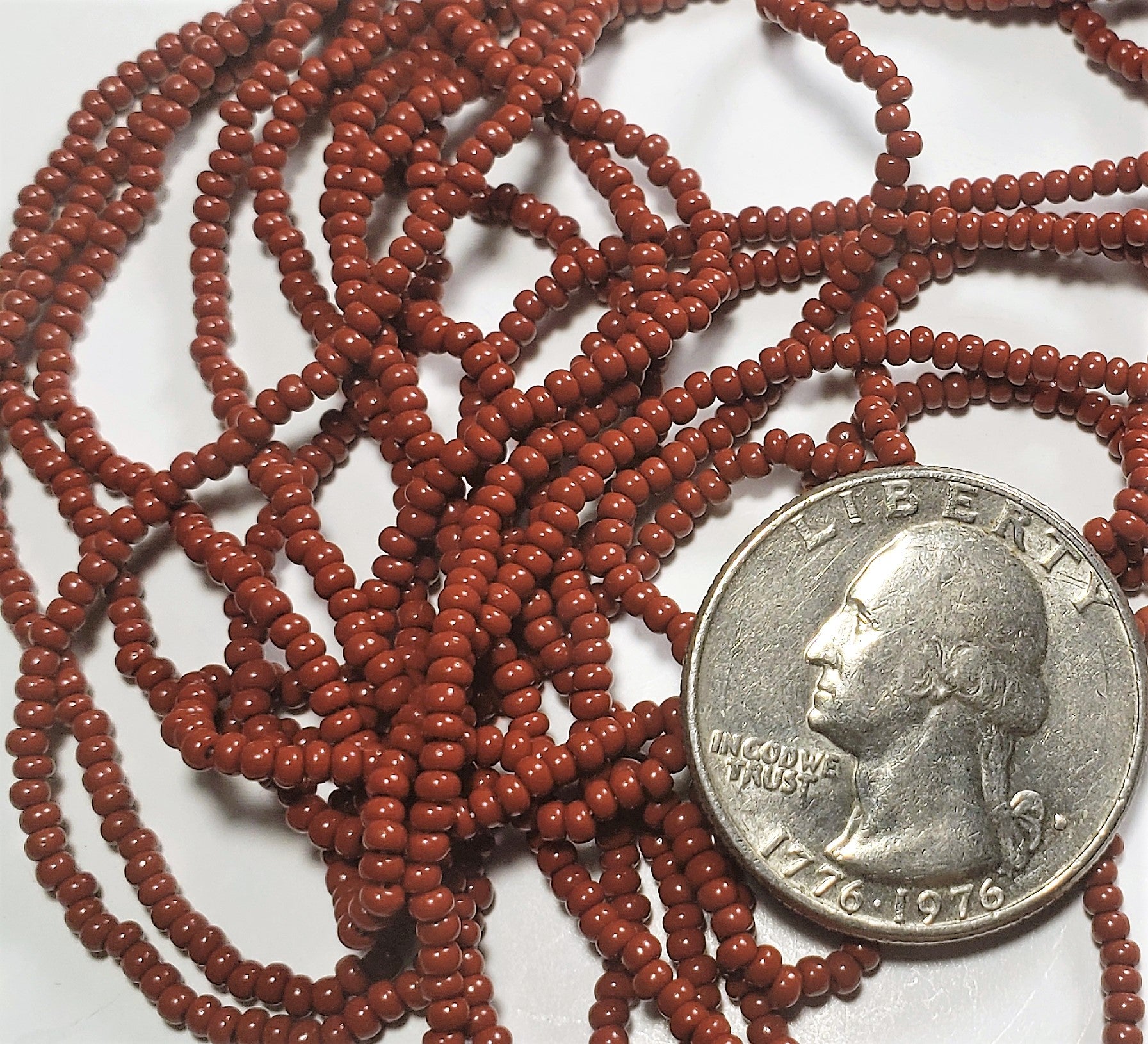 11/0 Brown Opaque Czech Seed Beads Full Hank