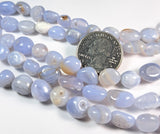 12x8mm Blue Lace Agate Nugget Gemstone Beads 8-Inch Strand