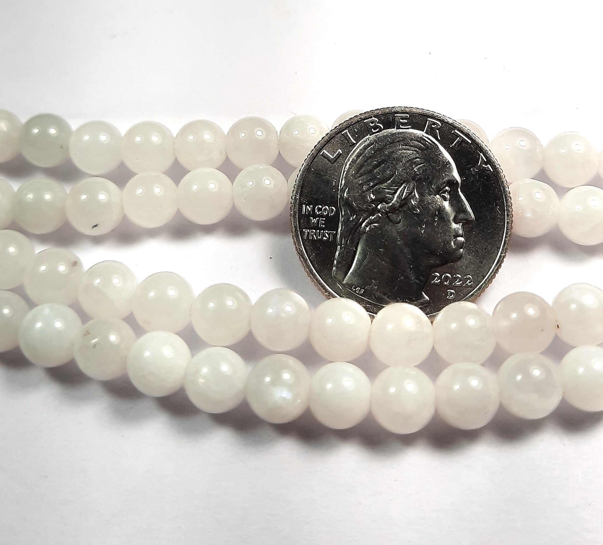 6mm Blue Moonstone Round Gemstone Beads 8-Inch Strand