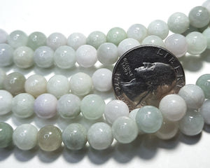8mm Burma Jade Light Round Gemstone Beads 8-Inch Strand