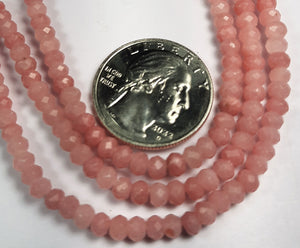 5x3mm Pink Opal Faceted Rondelle Gemstone Beads 8-Inch Strand