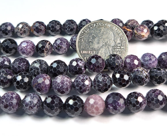 8mm Purple Stone Faceted Round Gemstone Beads 8-Inch Strand