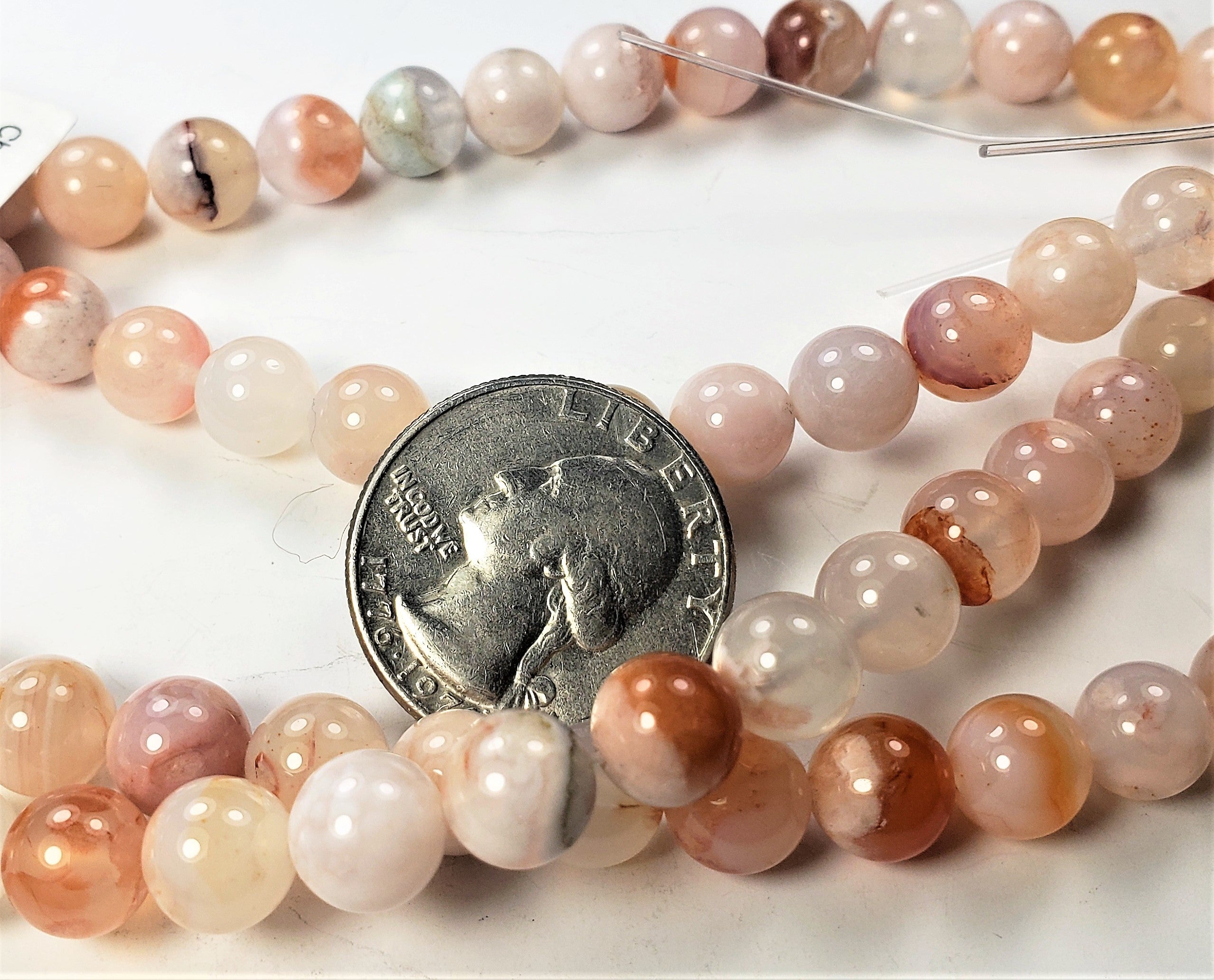 8mm Cherry Blossom Jasper Round Gemstone Beads 8-inch Strand