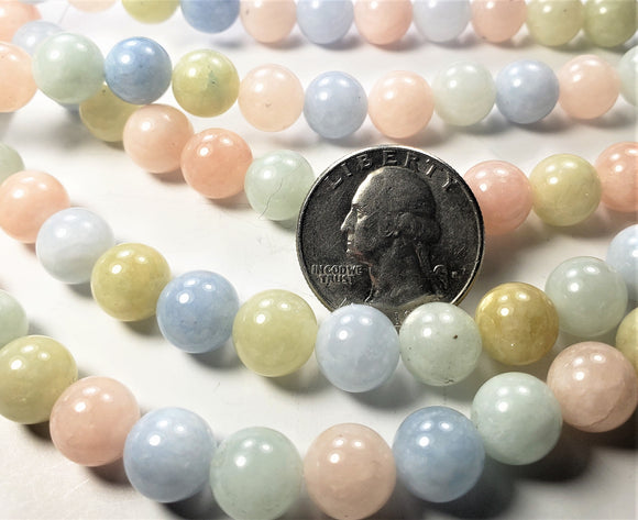 10mm Morganite Round Gemstone Beads 8-inch Strand
