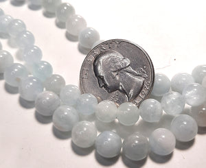 6-7mm Aquamarine Round Gemstone Beads 8-Inch Strand