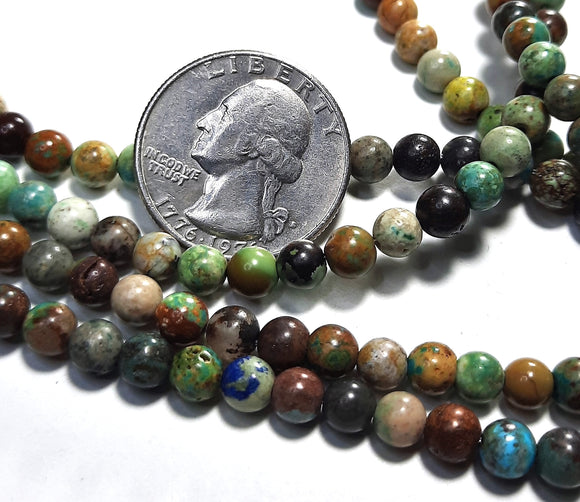 6mm Chinese Green Turquoise Round Gemstone Beads 8-Inch Strand