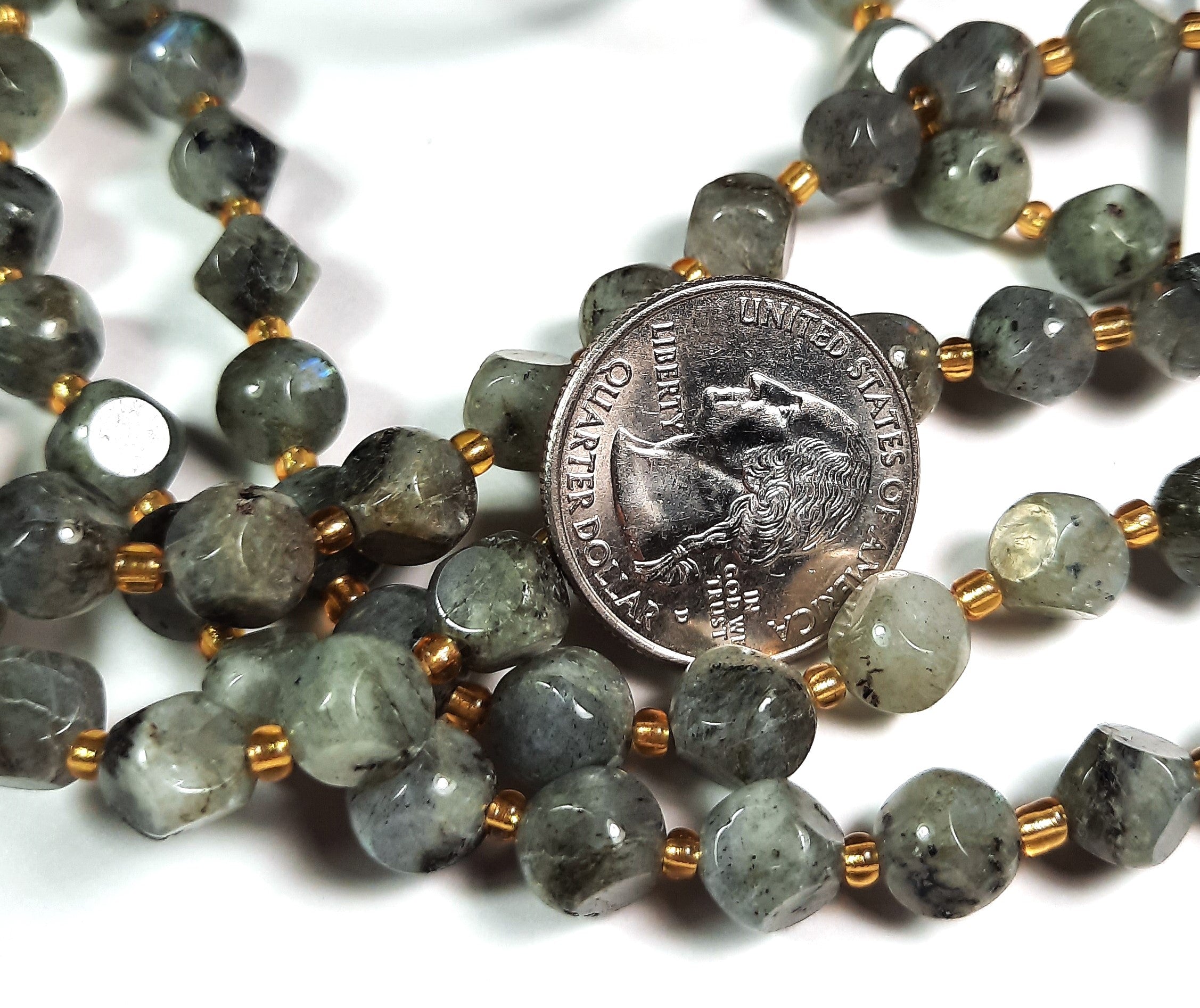 8mm Labradorite Magic Square Gemstone Beads 8-Inch Strand