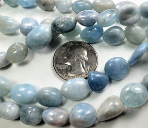 10-14mm Aquamarine Rounded Nugget Gemstone Beads 8-Inch Strand