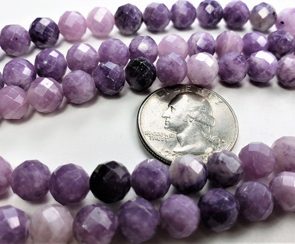 8mm Chinese Sugilite Faceted Round Gemstone Beads 8-Inch Strand