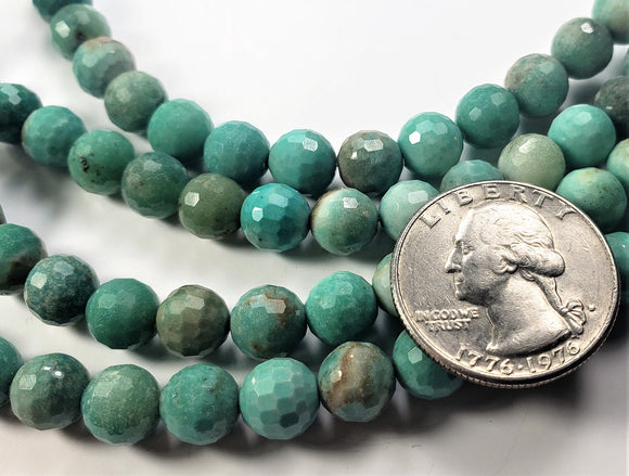 8mm Green Grass Agate Faceted Round Gemstone Beads 8-inch Strand