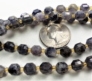 8mm Iolite Faceted Satellite Gemstone Beads 8-Inch Strand