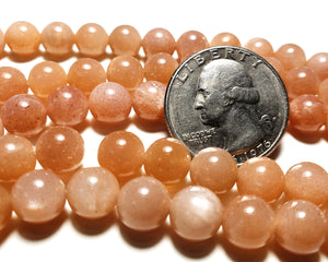 8mm Grade A Sunstone Round Gemstone Beads 8-Inch Strand