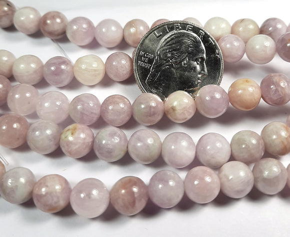 8mm Kunzite Round Gemstone Beads 8-Inch Strand