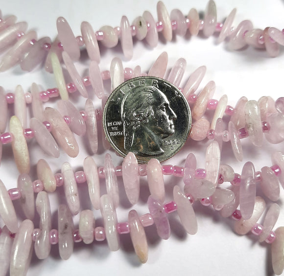 12-25mm Kunzite Tusk Gemstone Beads 8-Inch Strand