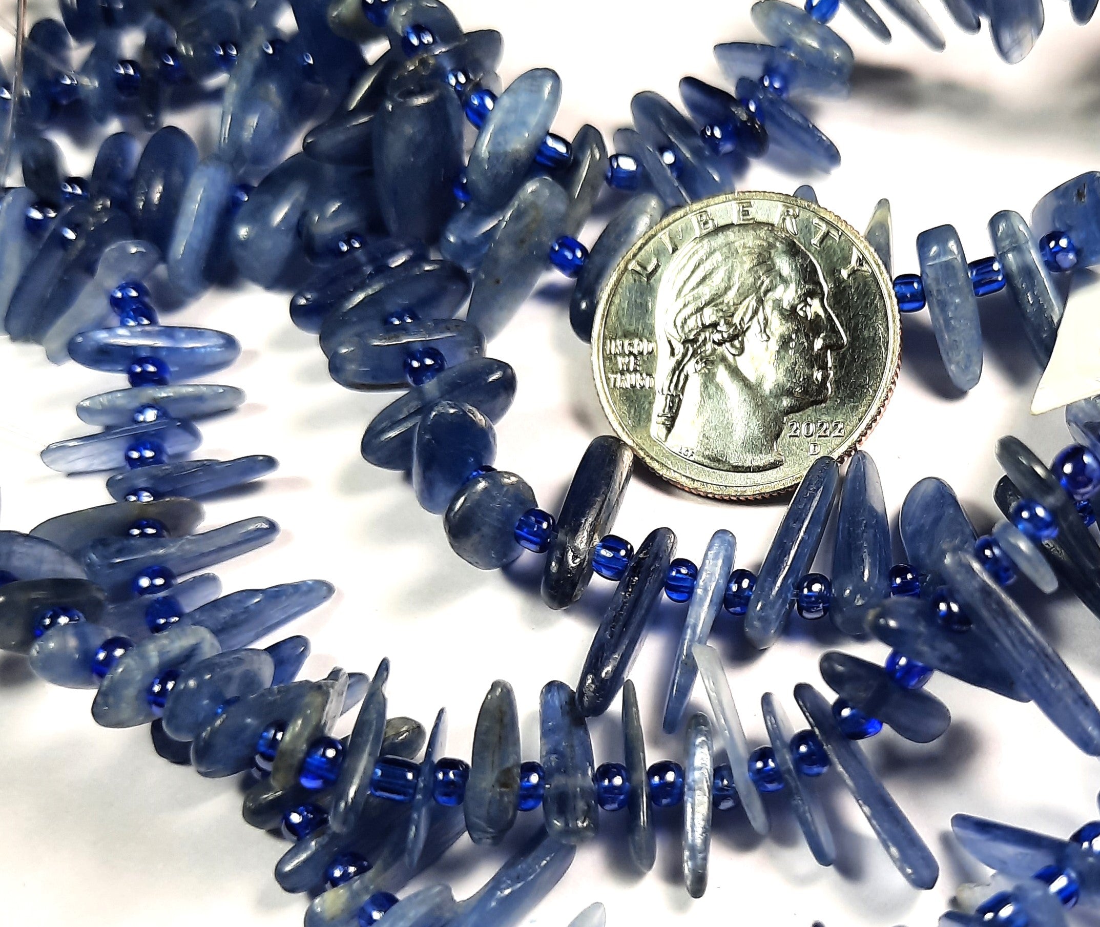 12-25mm Blue Kyanite Tusk Gemstone Beads 8-Inch Strand