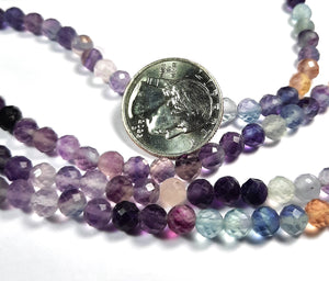 6mm Rainbow Fluorite Faceted Round Gemstone Beads 8-Inch Strand