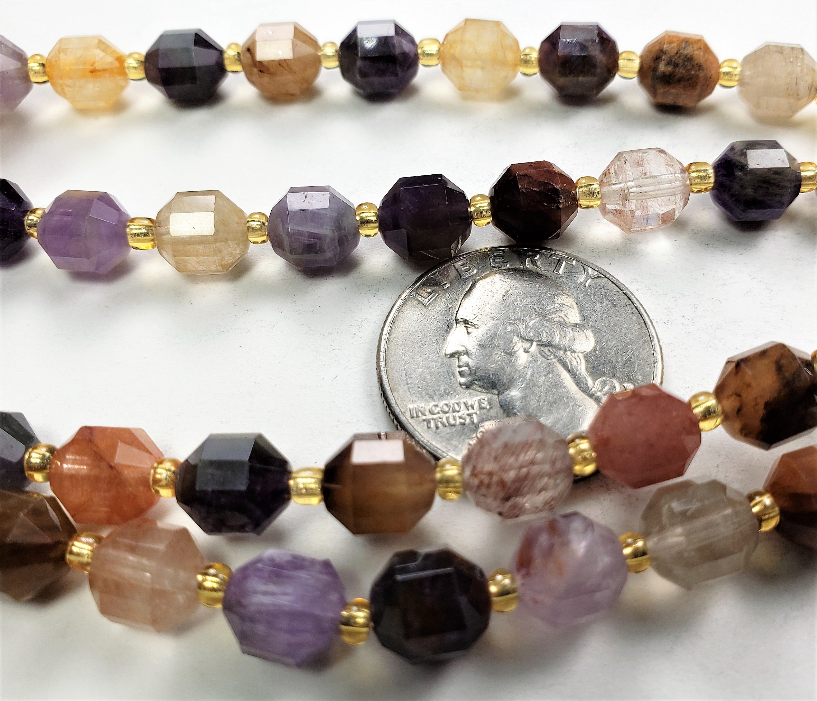 8mm Aurora Quartz Faceted Satellite Gemstone Beads 8-Inch Strand