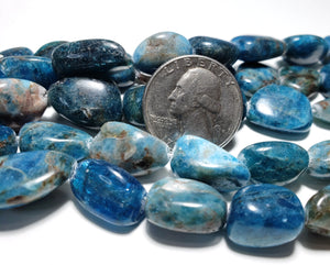 10-17mm Blue Apatite Freeform Nugget Gemstone Beads 8-Inch Strand