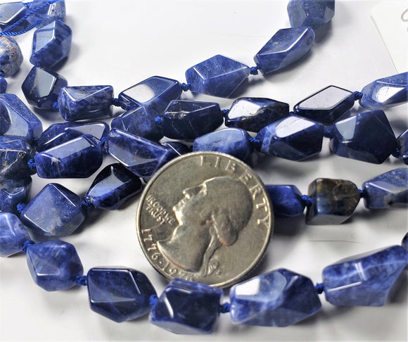 14x10mm Sodalite Faceted Nugget Gemstone Beads 8-inch Strand