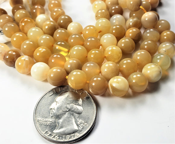 8mm Yellow Opal Round Gemstone Beads 8-inch Strand