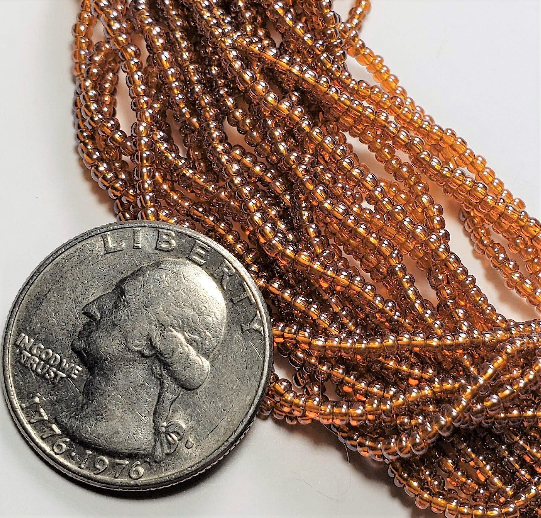 11/0 Dark Topaz Luster Czech Seed Beads Full Hank