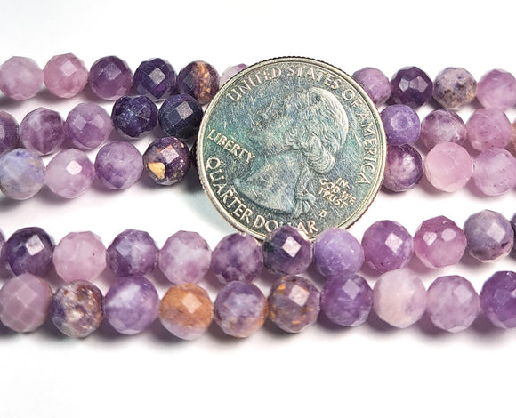 6mm Lilac Stone Faceted Round Gemstone Beads 8-Inch Strand