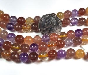 8mm Super Seven Quartz Round Gemstone Beads 8-Inch Strand