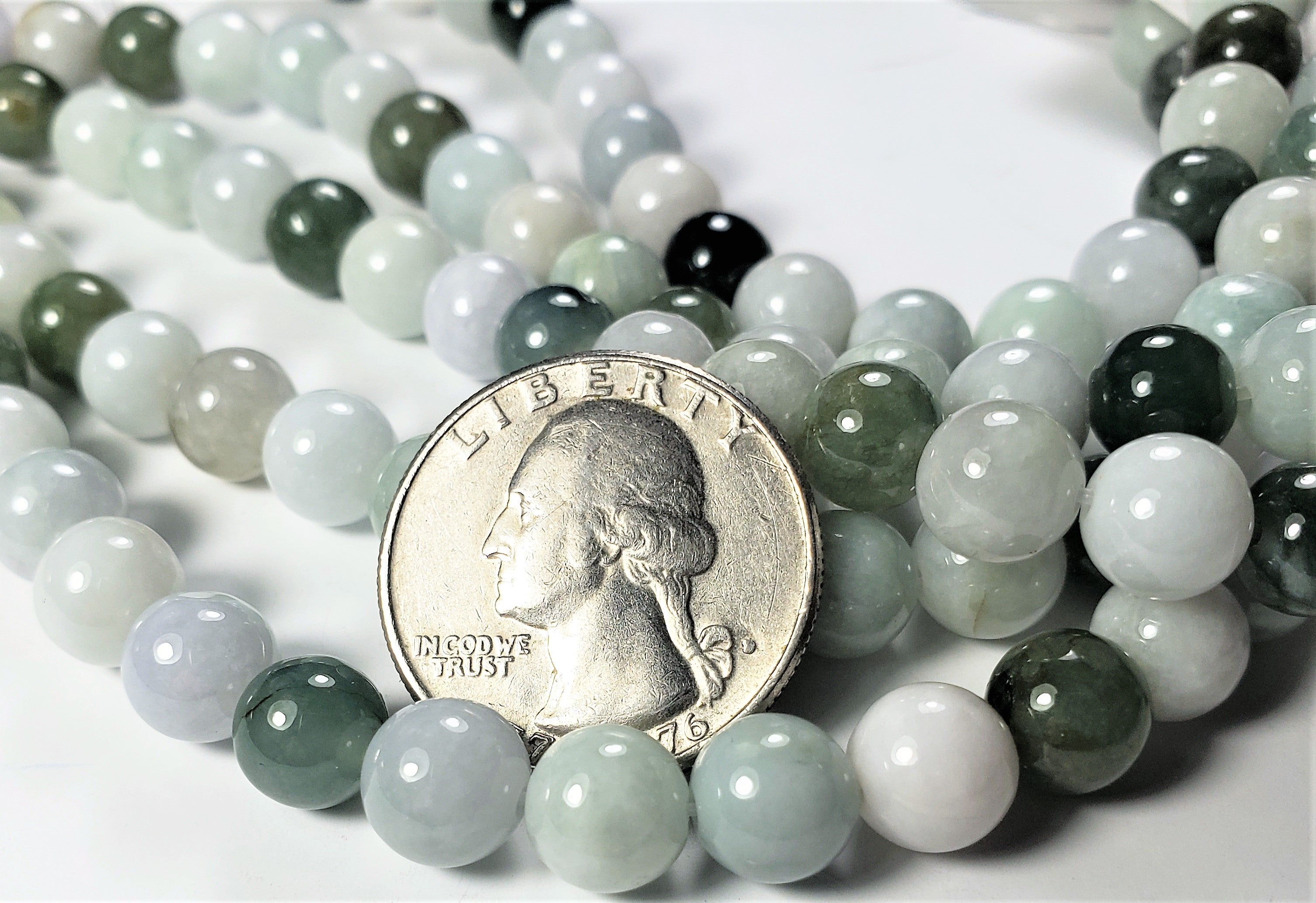 8mm Burma Jade Round Gemstone Beads 8-inch Strand