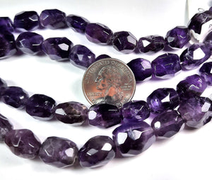20x10mm Amethyst Faceted Nugget Gemstone Beads 8-Inch Strand