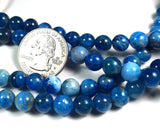 8mm Blue Apatite Round Gemstone Beads 8-Inch Strand