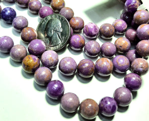 10mm Lepidolite Round Gemstone Beads 8-Inch Strand