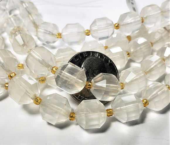 12mm Matte Crystal Quartz Satellite Faceted Gemstone Beads 8-inch Strand