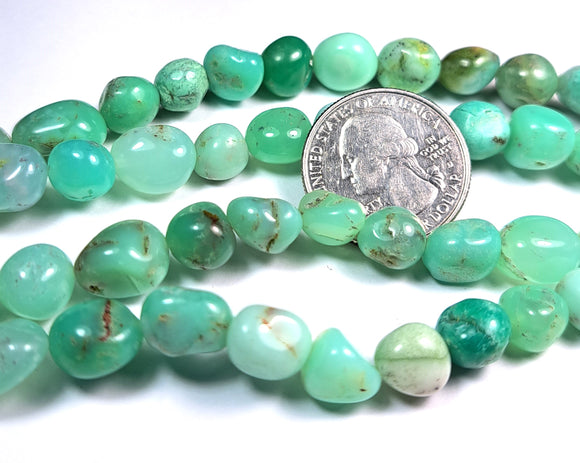 Chrysoprase Grade A Pebble Nugget Gemstone Beads 8-Inch Strand
