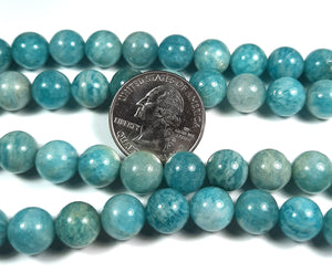 10mm Green Amazonite Round Gemstone Beads 8-Inch Strand