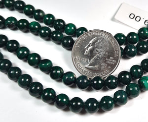 6mm Malachite Round Gemstone Beads 8-Inch Strand