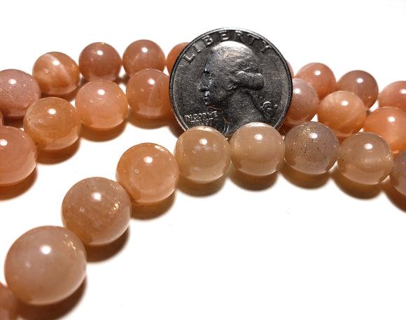 10mm Grade A Sunstone Round Gemstone Beads 8-Inch Strand